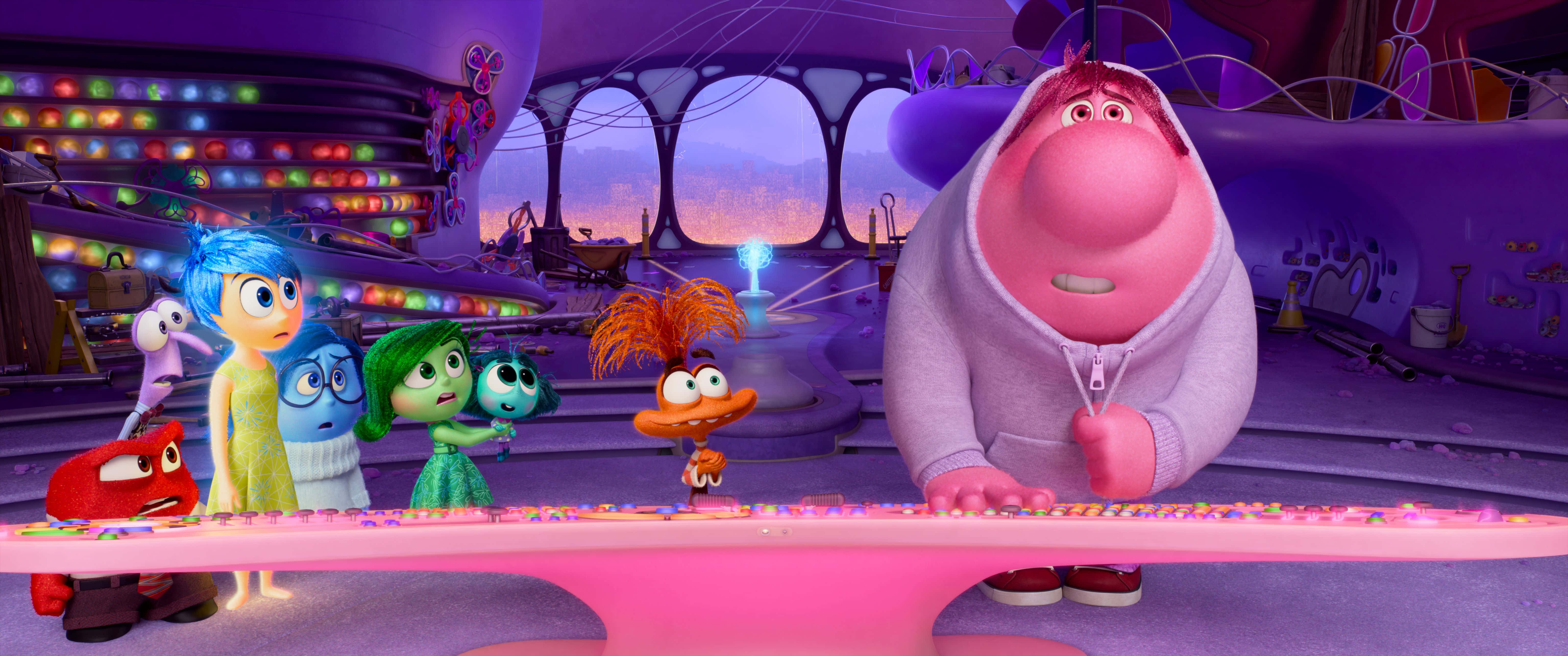 Inside Out, characters, pink console, 5K Desktop Wallpaper