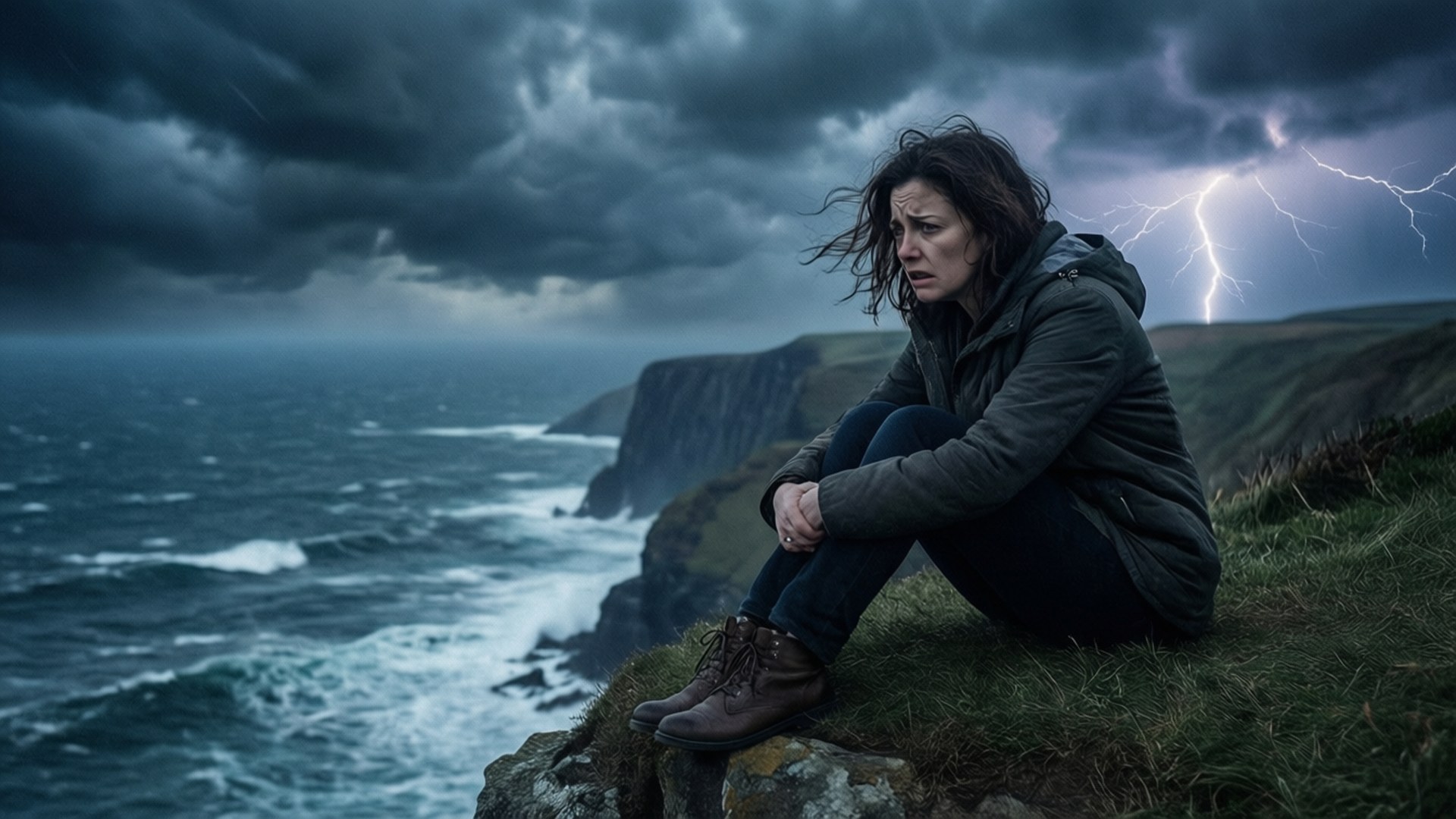 Anxiety, Inside Out 2, stormy seascape, Full HD Desktop Wallpaper