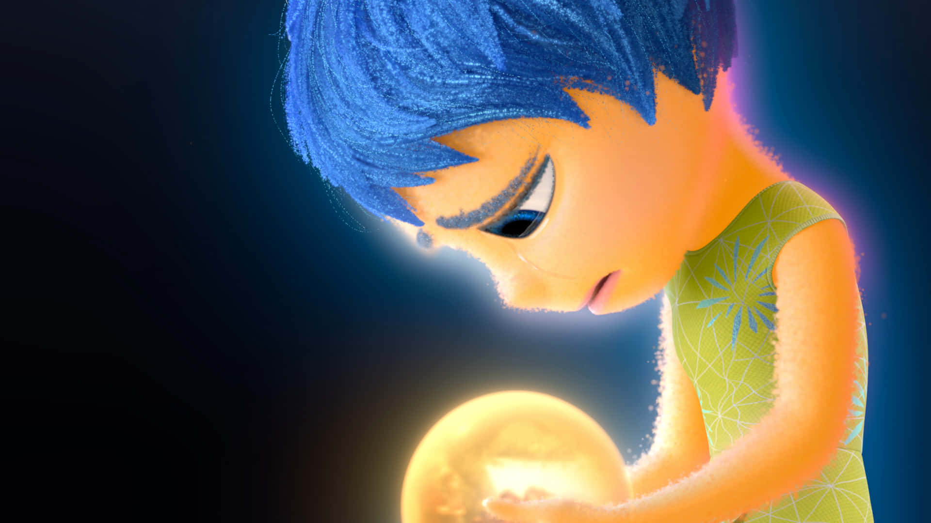 Inside Out 2, blue-haired animated boy, green shirt, Full HD Desktop Wallpaper
