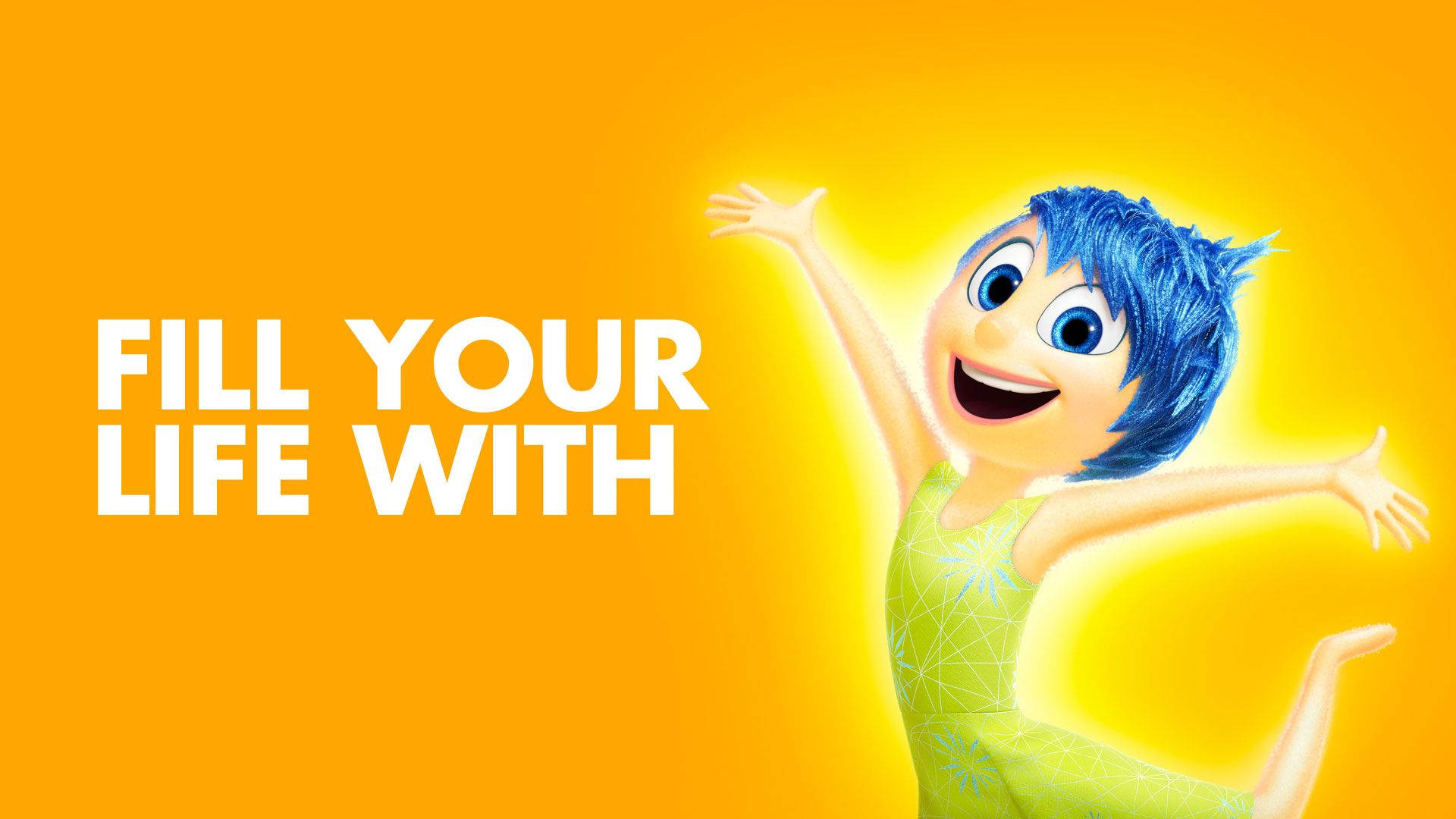 Inside Out, blue-haired animated girl, green dress, Full HD Desktop Wallpaper