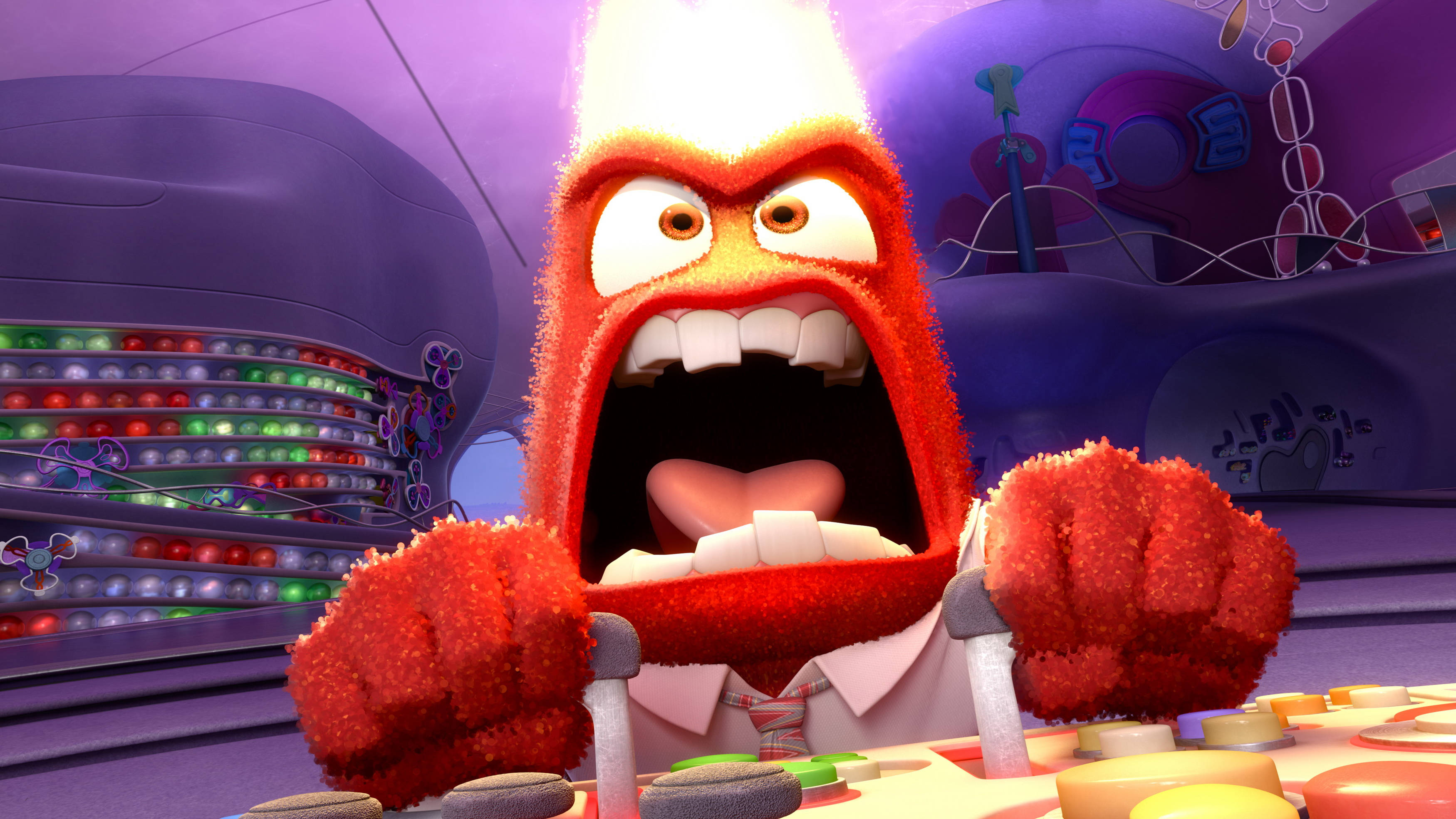 Inside Out, Anger, red furry animated character, 2K Desktop Wallpaper