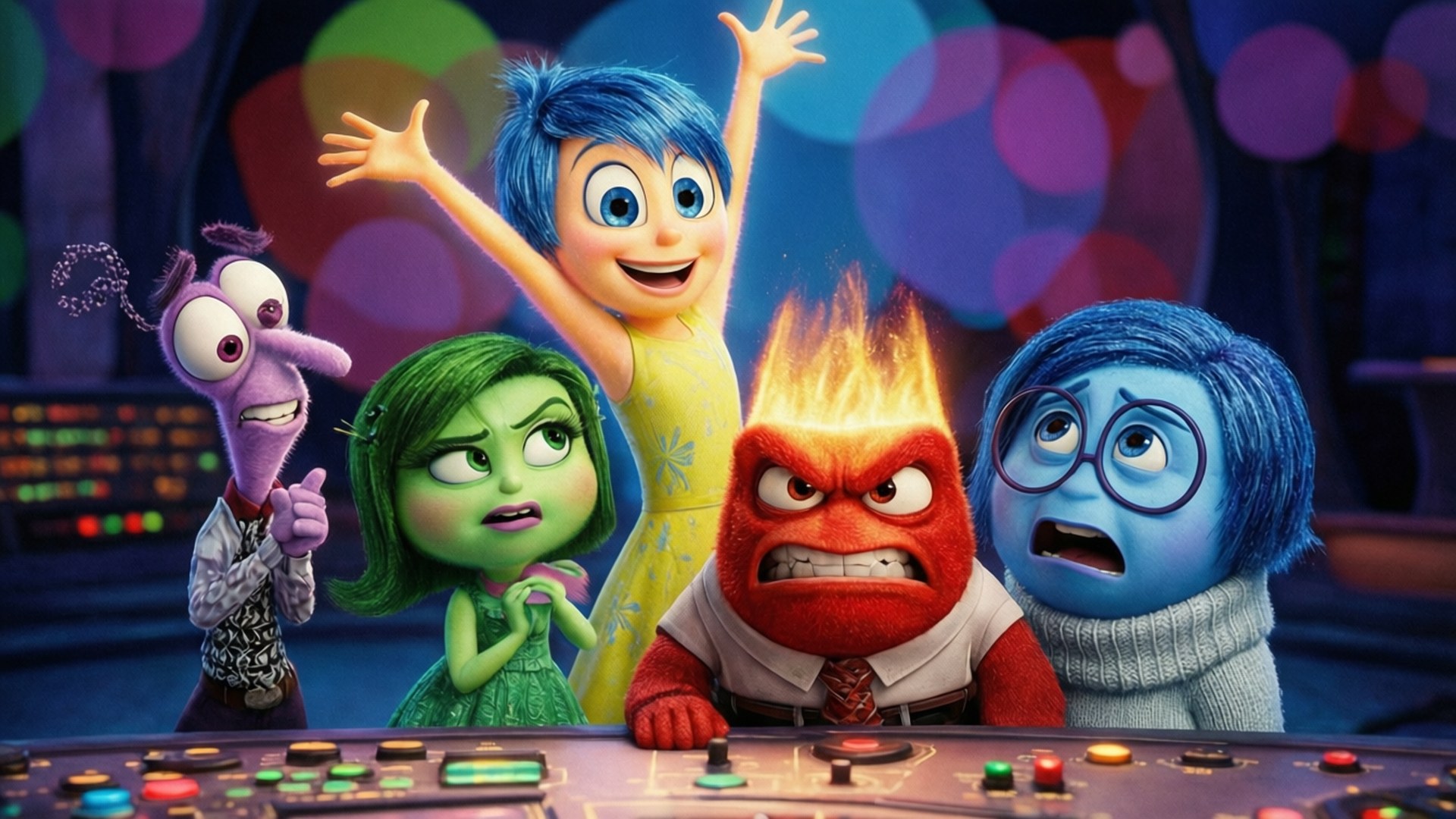 Inside Out, emotions, control panel, Full HD Desktop Wallpaper