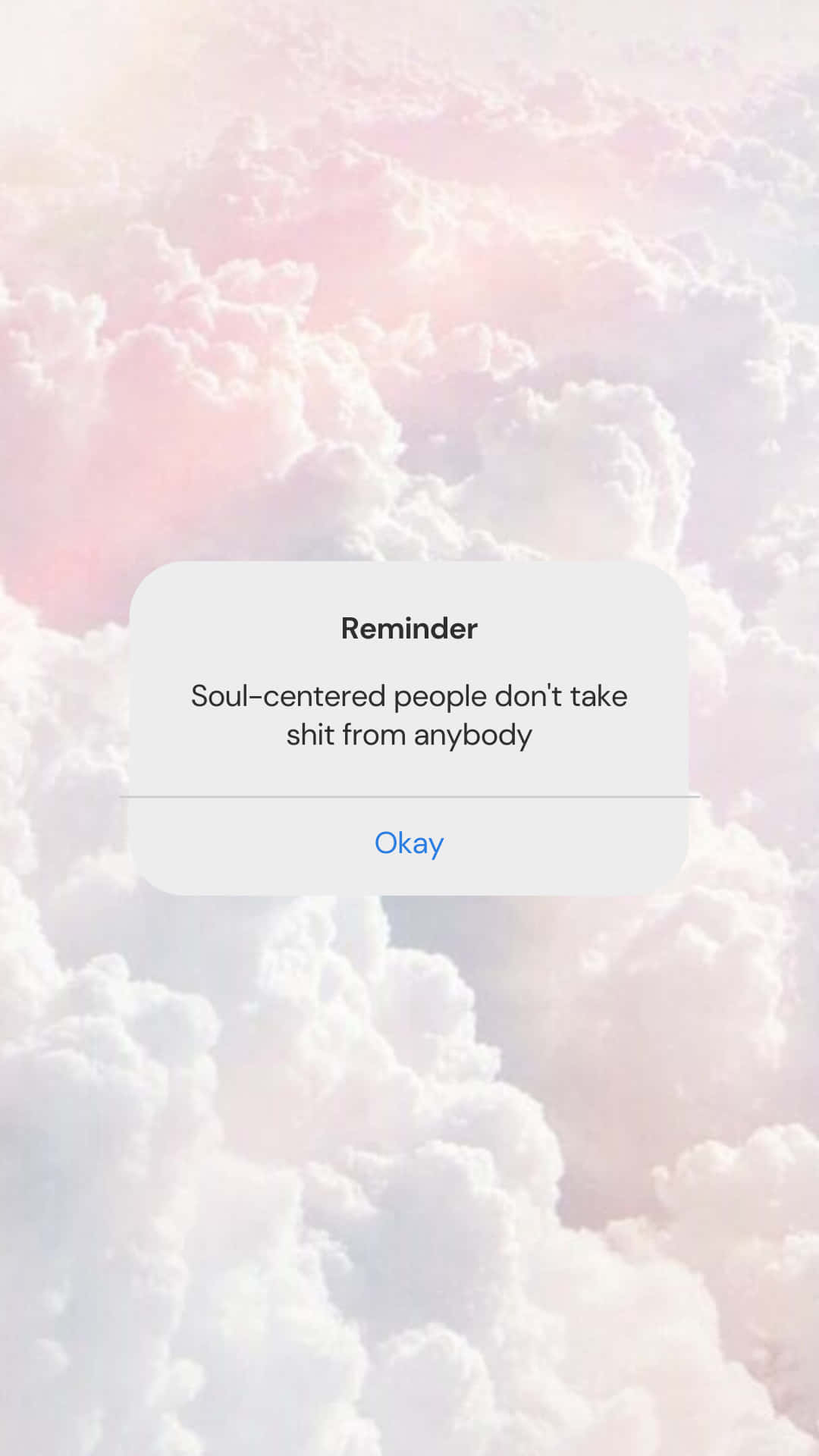 Aesthetic Reminder, soft pink and white cloudy sky, reminder notification overlay, Full HD Phone Wallpaper