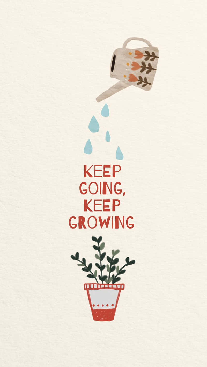 blue drops, potted plant, text keep going keep growing, HD Phone Wallpaper