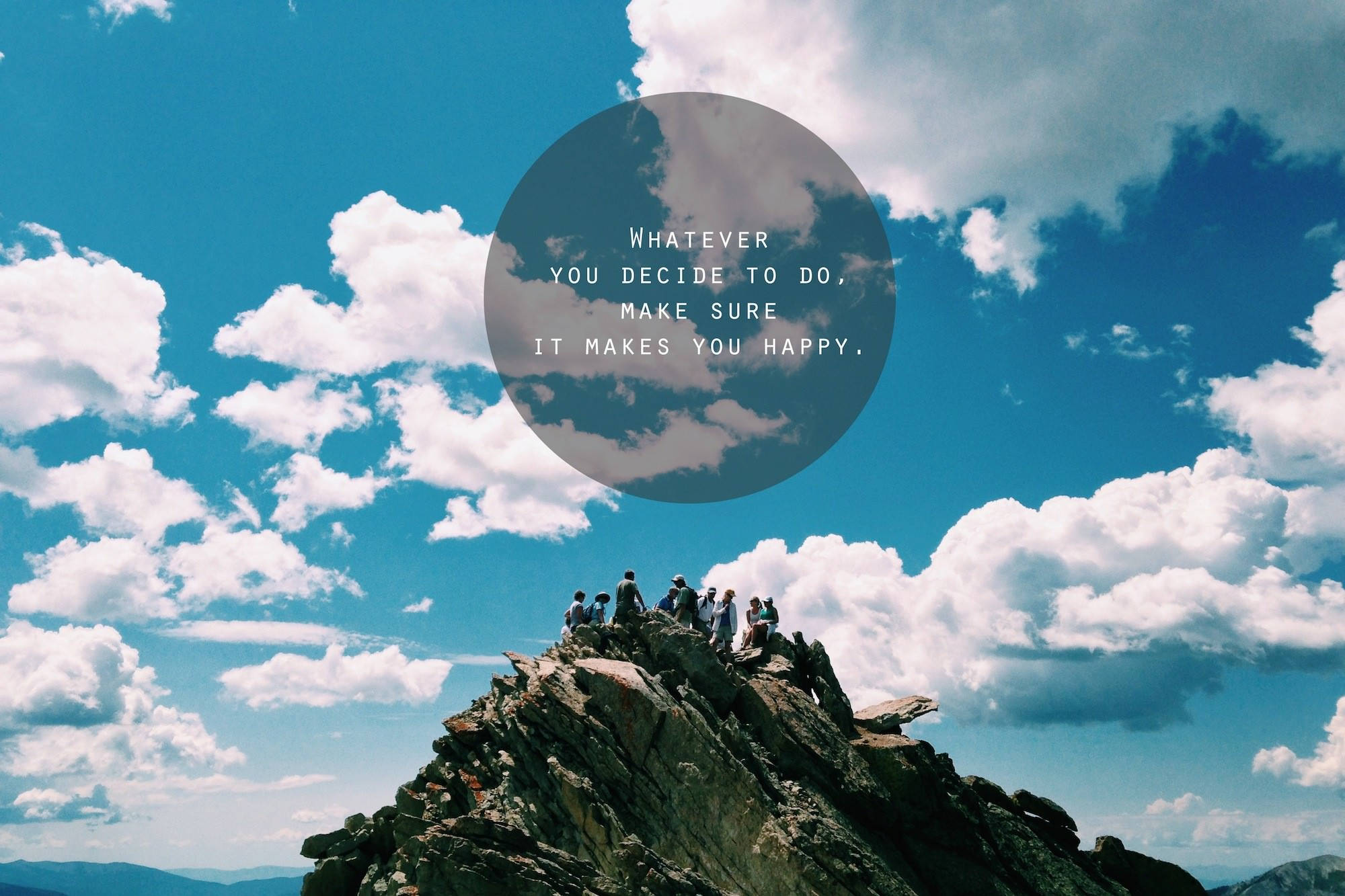 mountain peak, hikers, vast blue sky, Full HD Desktop Wallpaper