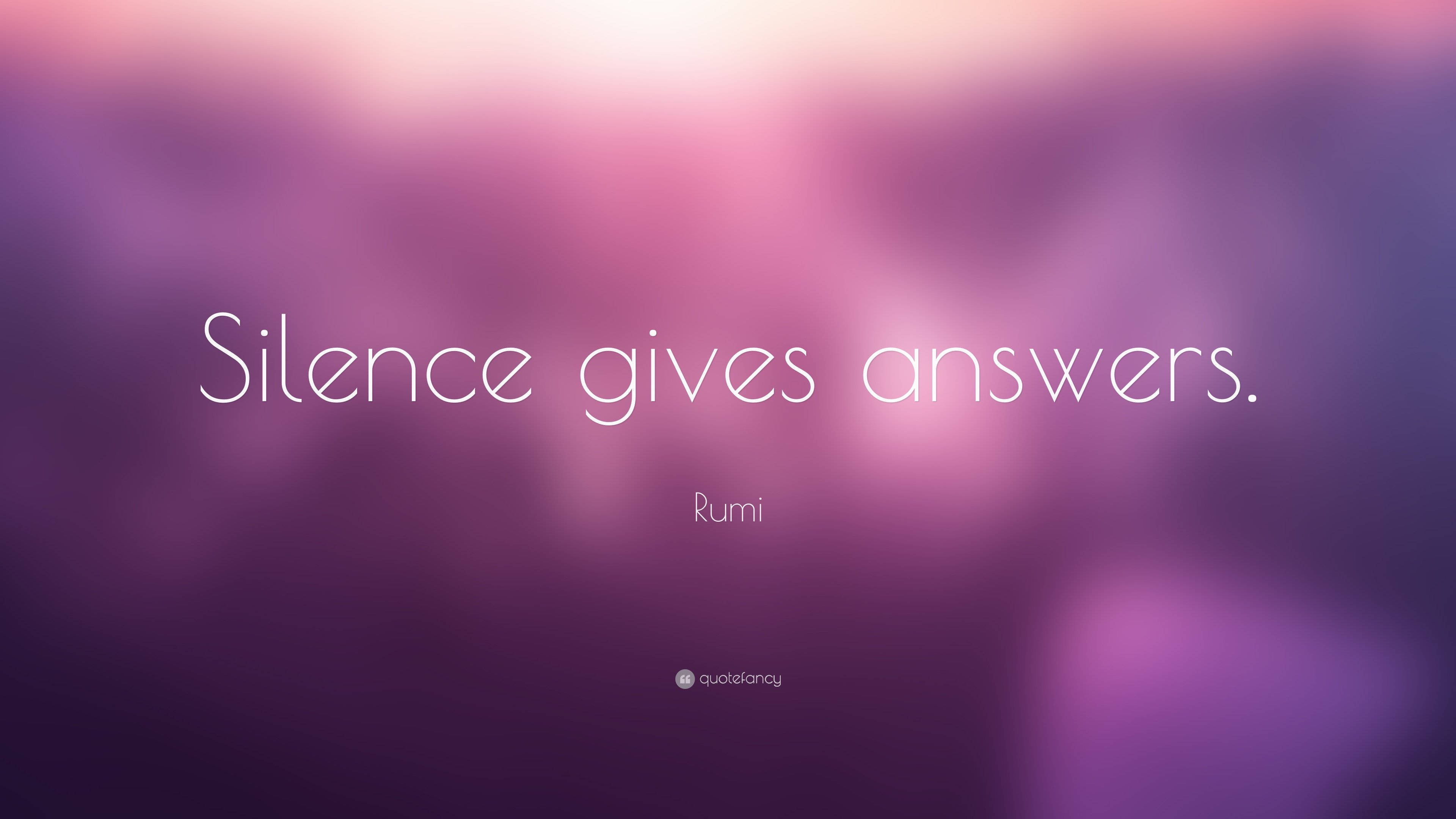 Quiet Silence Quote Purple Desktop, Silence gives answers, Rumi, 4K Desktop Wallpaper