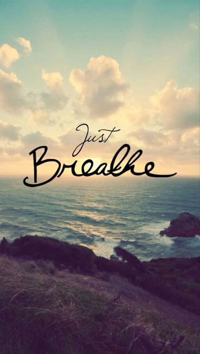 serene ocean vista, sunset, handwritten text, SD Phone Wallpaper