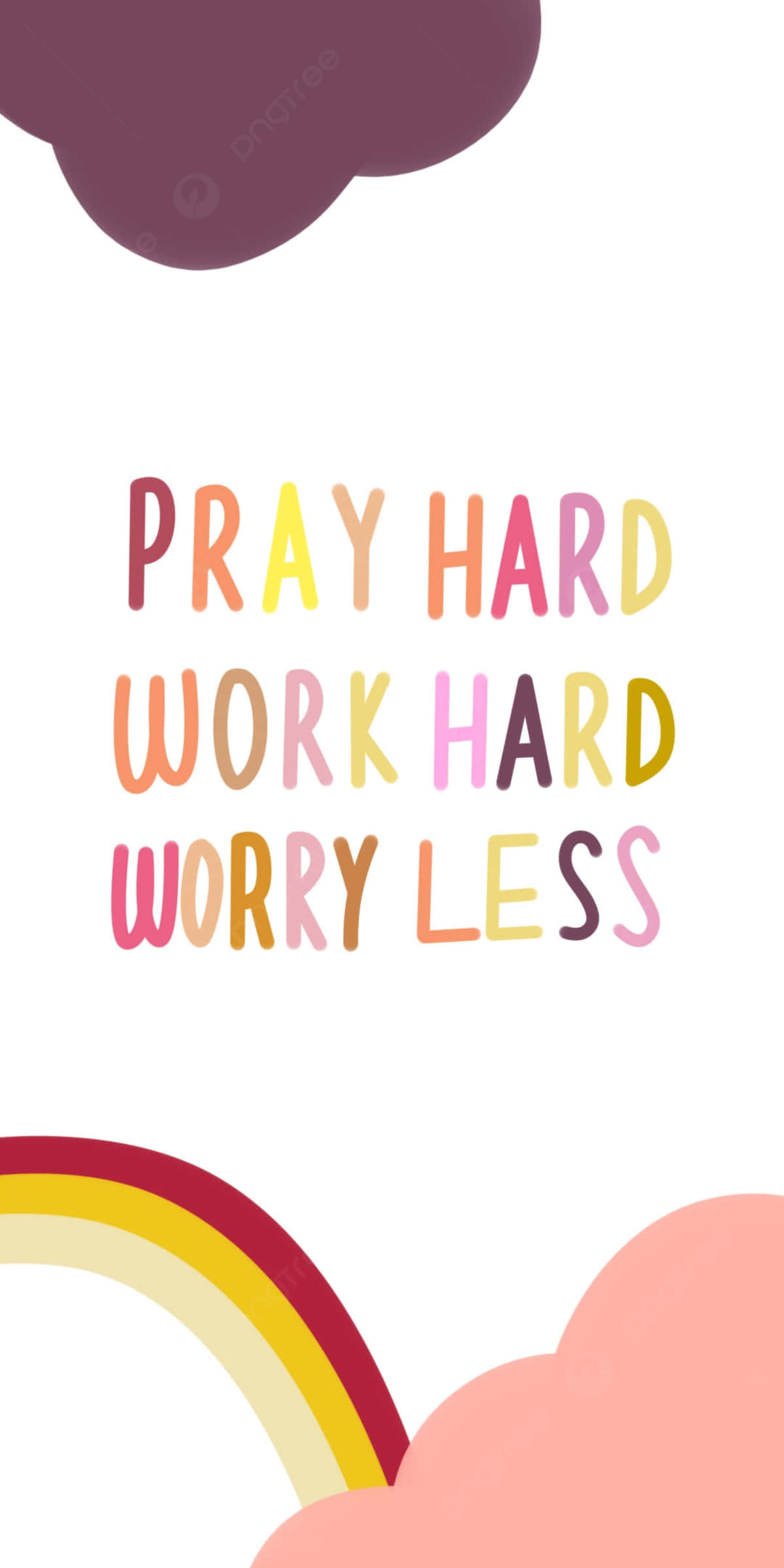 Pastel rainbow, clouds, colorful motivational text, Full HD Phone Wallpaper