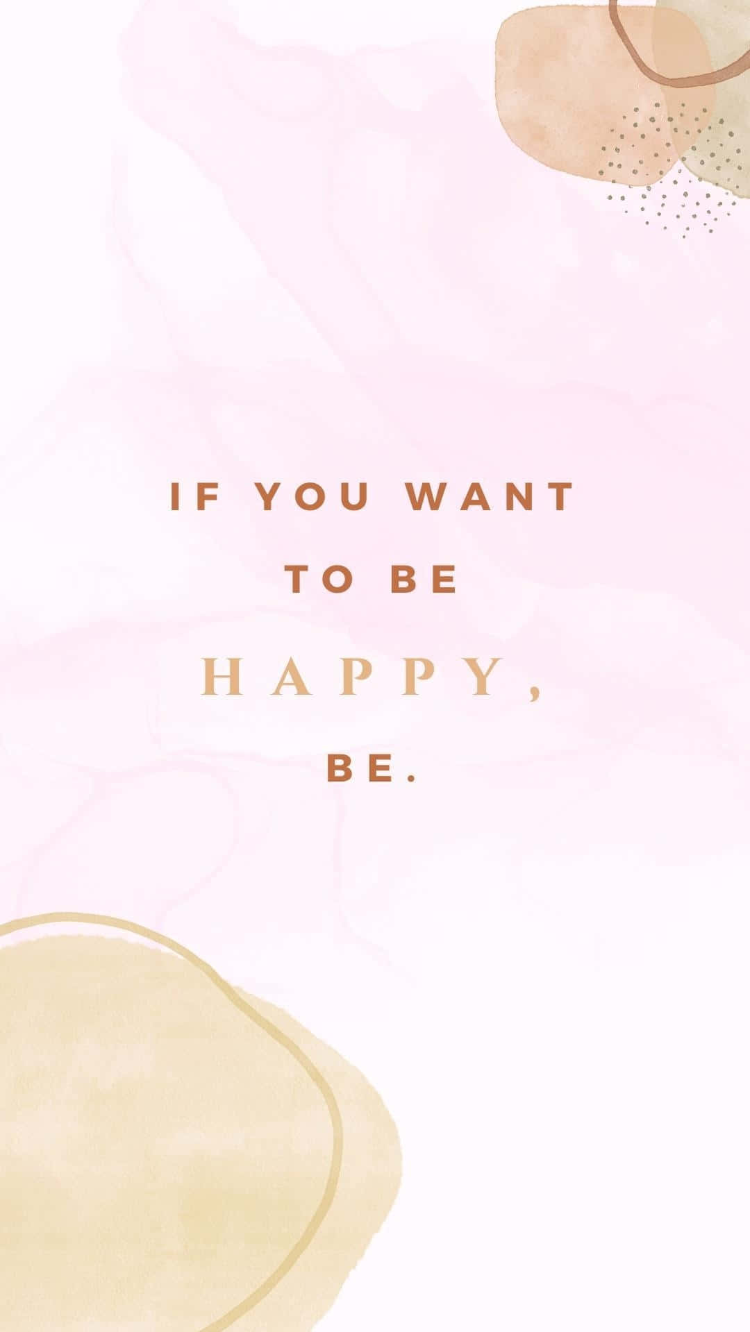 Soft pink watercolor background, gold text, abstract beige shapes, HD Phone Wallpaper