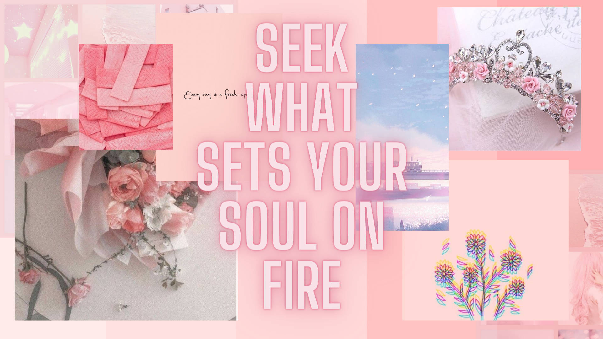 pastel aesthetic, soft pink, flowers, Full HD Desktop Wallpaper