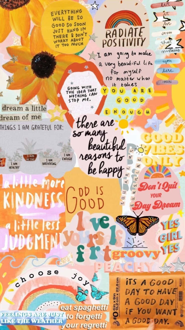 Inspirational Quotes Collage Art, sunflowers, rainbows, HD Phone Wallpaper