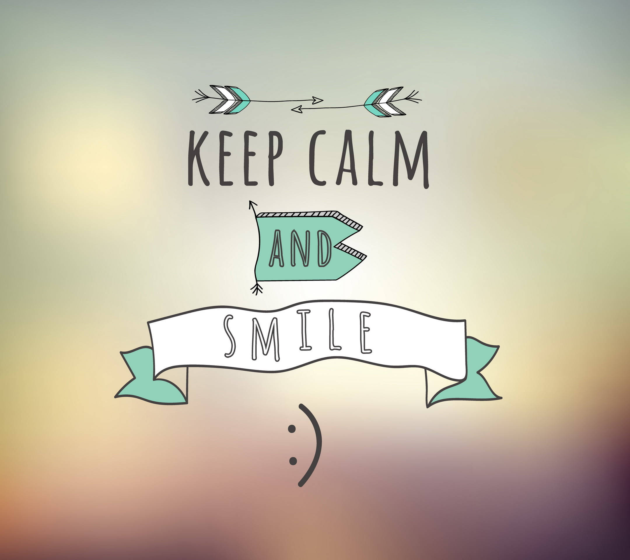 Keep Calm and Smile, arrows, smiley face, Full HD Desktop Wallpaper
