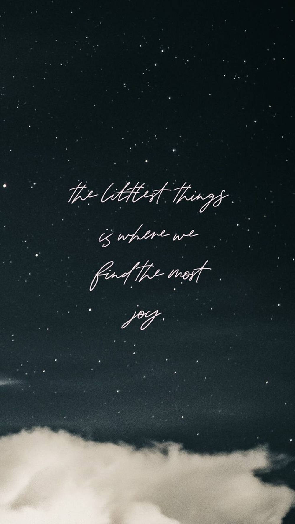 starry night sky, soft clouds, elegant cursive text, HD Phone Wallpaper