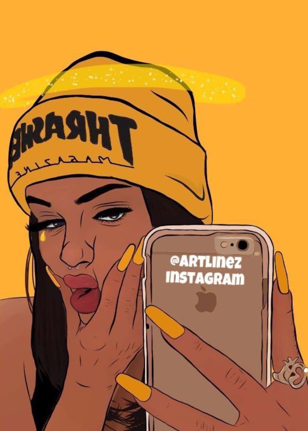 Insta Baddie, yellow beanie, iPhone, HD Phone Wallpaper