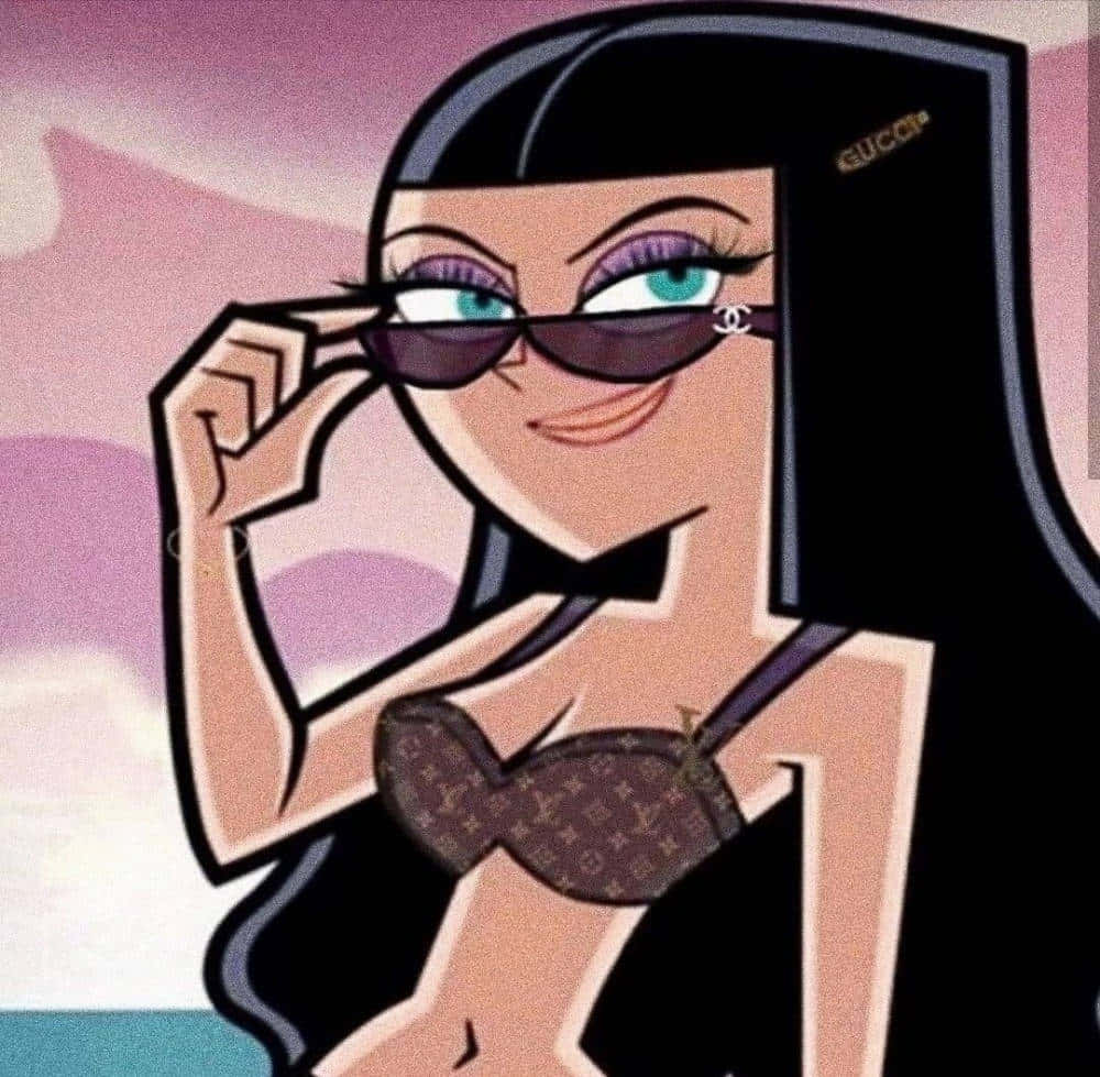 Insta Baddie, cartoon woman, black hair, SD Desktop Wallpaper