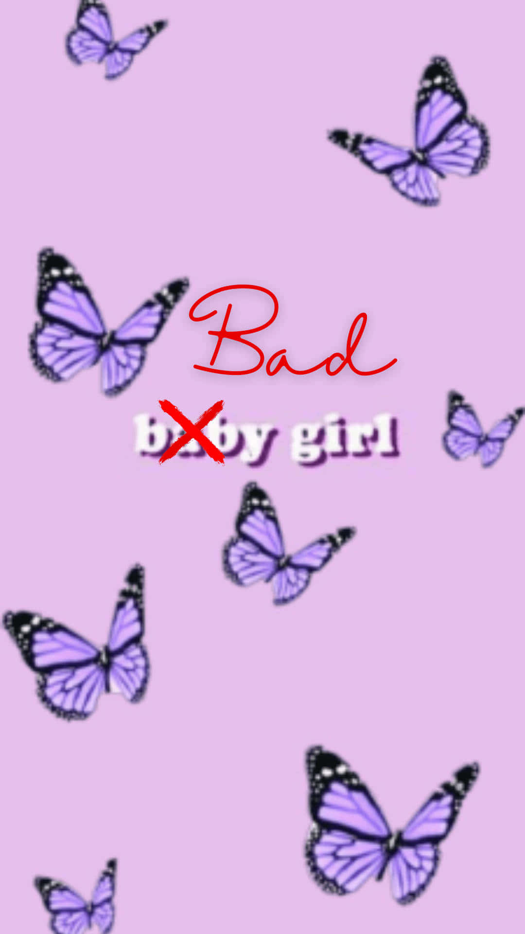 purple butterflies, soft pink background, Bad baby girl, Full HD Phone Wallpaper