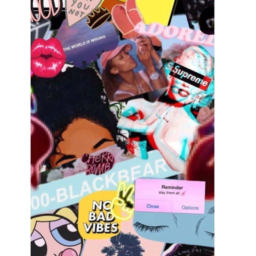Insta Baddie, pop culture stickers, lips text quotes, SD Desktop Wallpaper