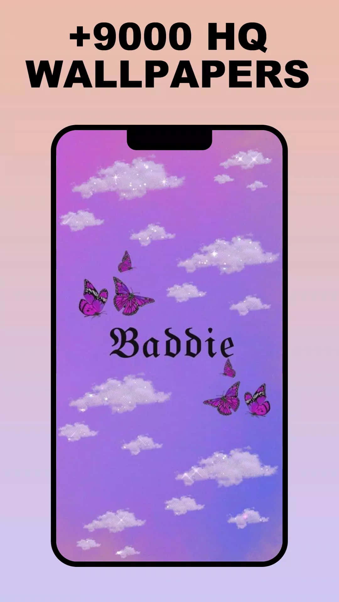 Insta Baddie, purple gradient, white clouds, Full HD Phone Wallpaper