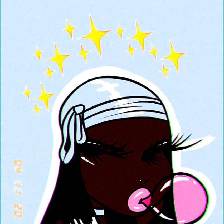 Insta Baddie, dark skin, pink bubblegum bubble, SD Desktop Wallpaper