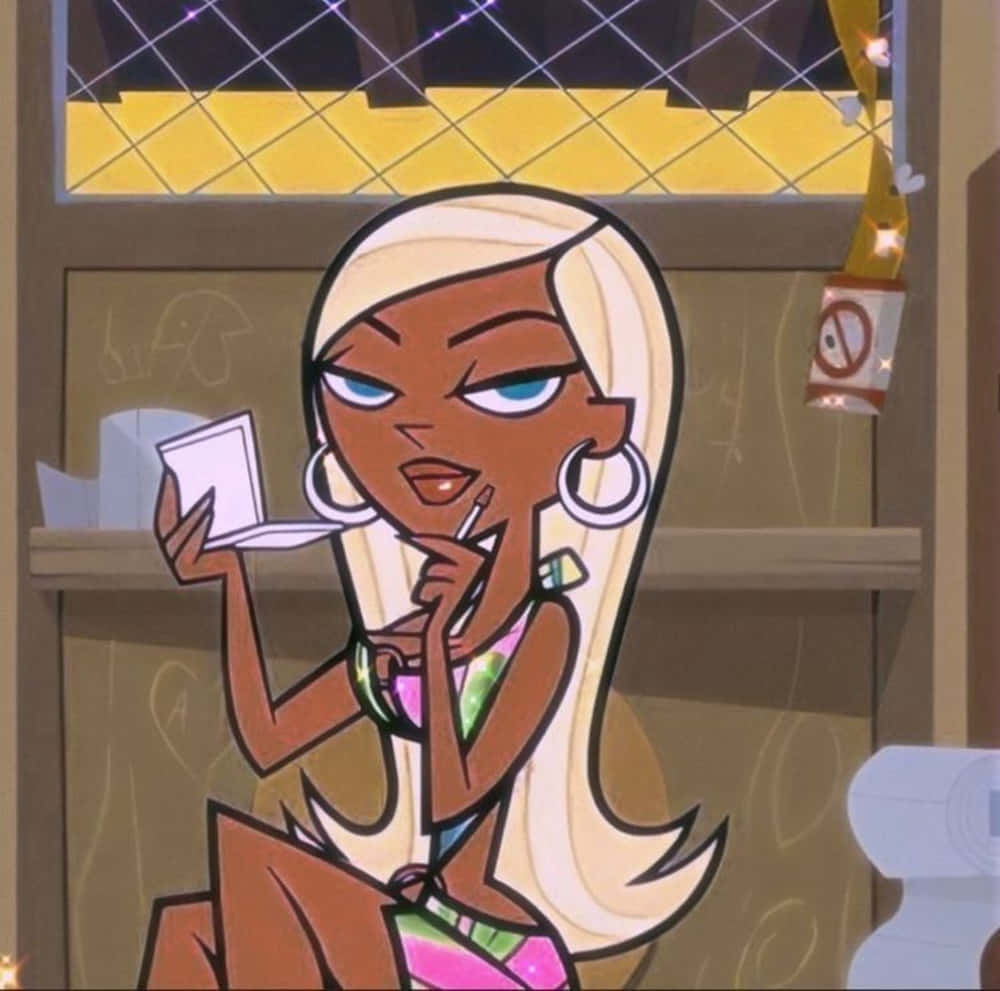 black baddie, cartoon girl, long blonde hair, SD Desktop Wallpaper