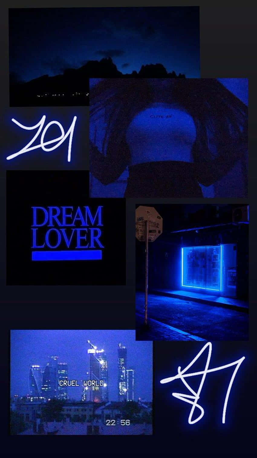 Baddie iPhone, moody blue-toned, neon signs, HD Phone Wallpaper