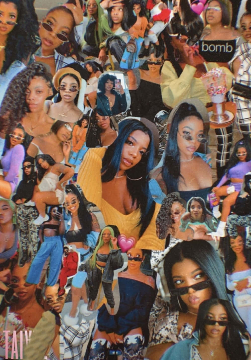 Black Baddie, sunglasses, crowded, HD Phone Wallpaper