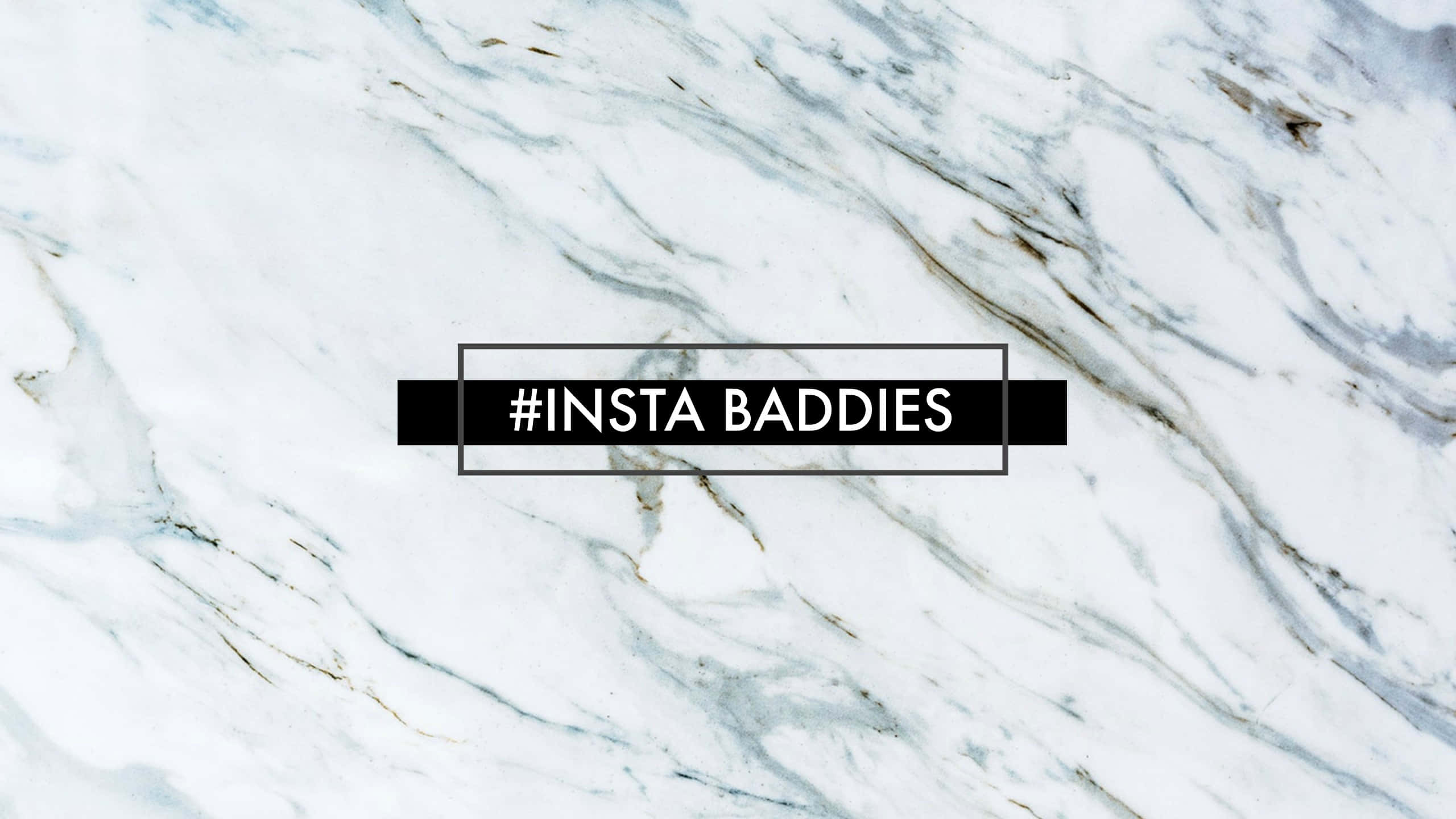 Insta Baddie, white marble surface, gray veins, 2K Desktop Wallpaper