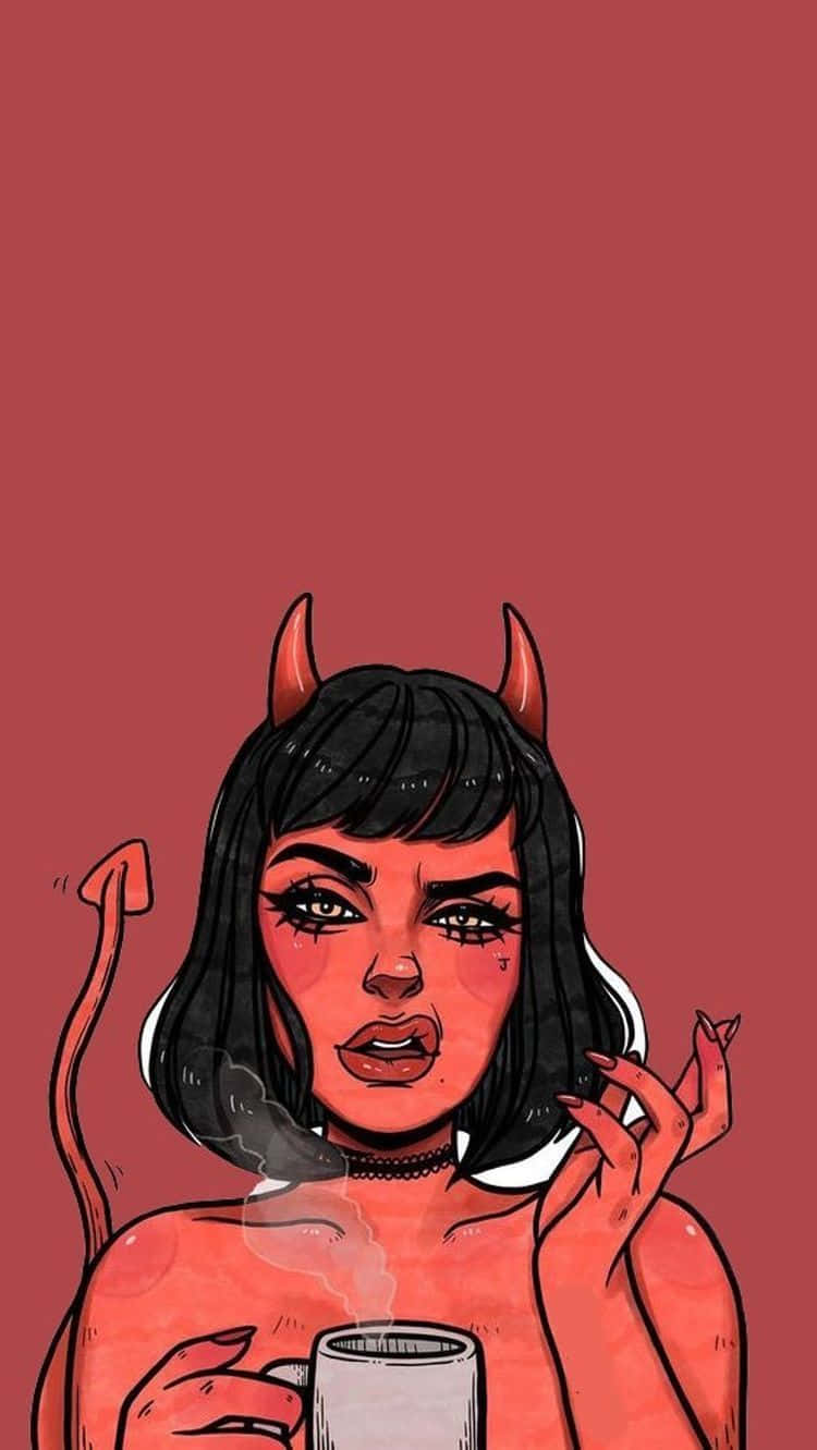 devil woman, horns, tail, HD Phone Wallpaper
