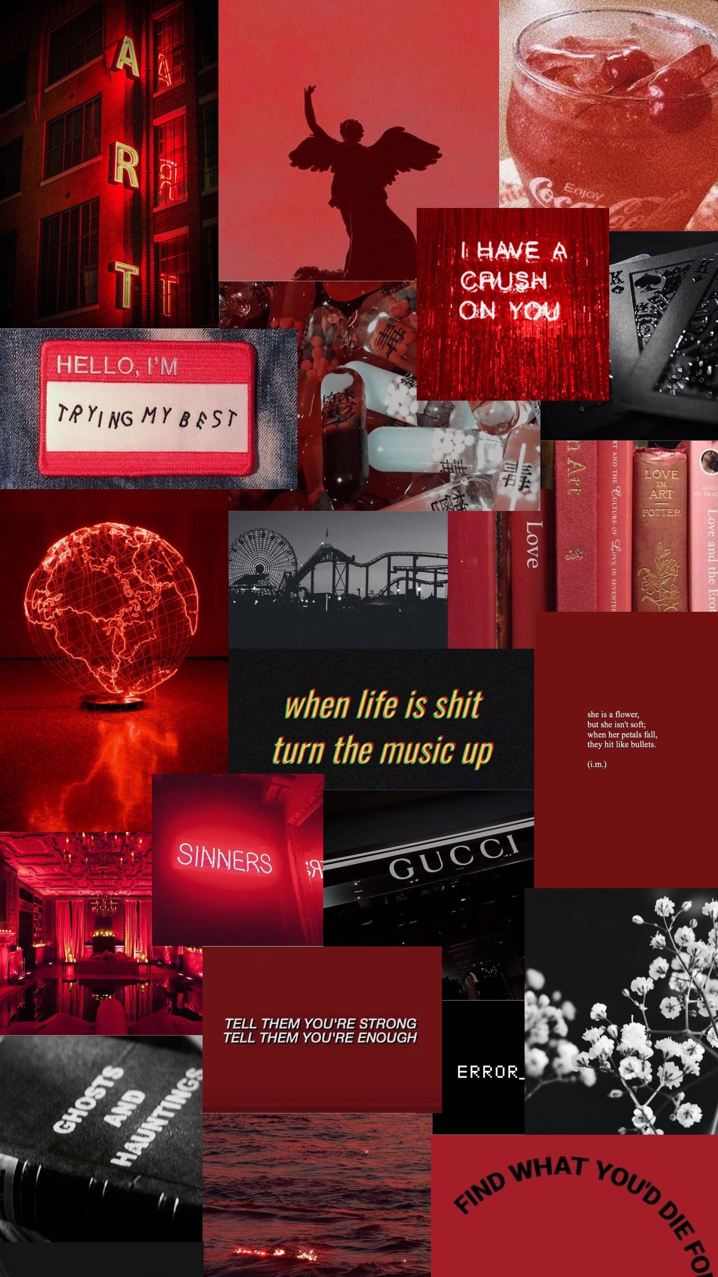 baddie aesthetic, urban nightlife, bold red-toned, 4K Phone Wallpaper