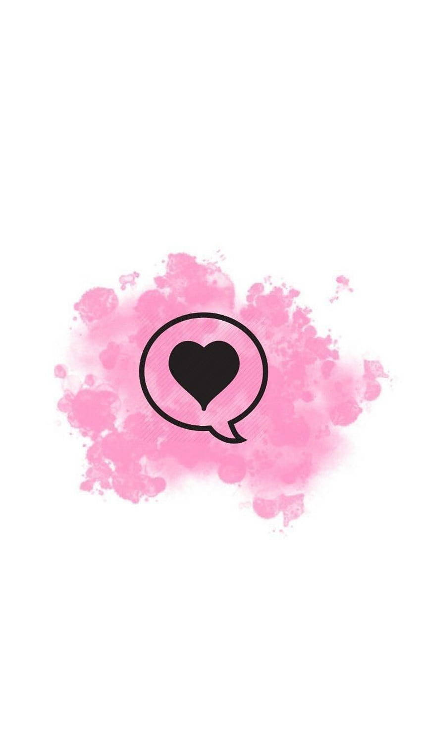 heart, speech bubble, pink watercolor splash, HD Phone Wallpaper