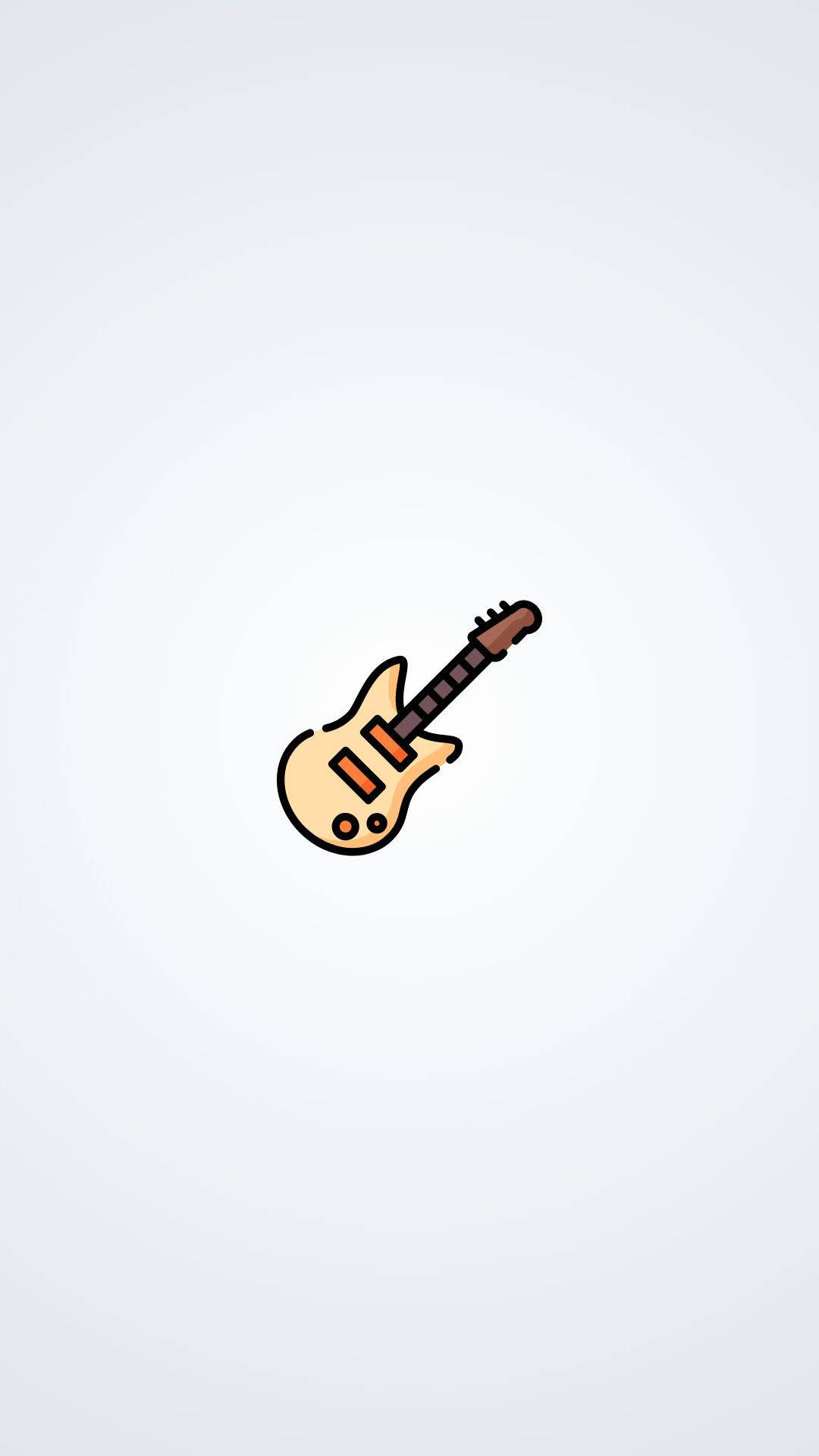 cartoon electric guitar, cream body, brown neck, Full HD Phone Wallpaper
