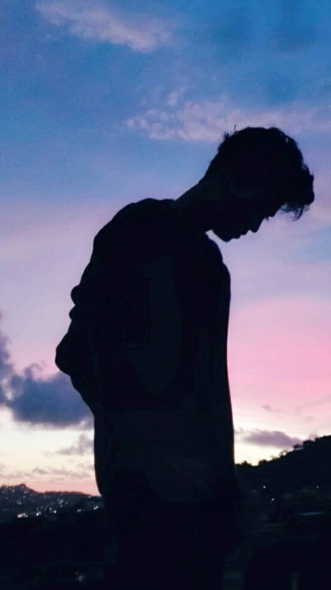 Silhouette, Sunset, Twilight sky, Full HD Phone Wallpaper