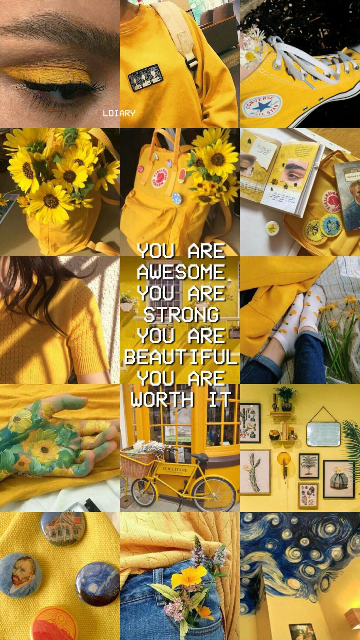 yellow, sunflowers, eye makeup, Full HD Phone Wallpaper