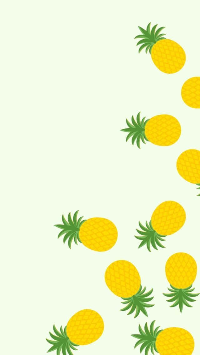 tiny pineapples, yellow pineapples, green crowns, SD Phone Wallpaper
