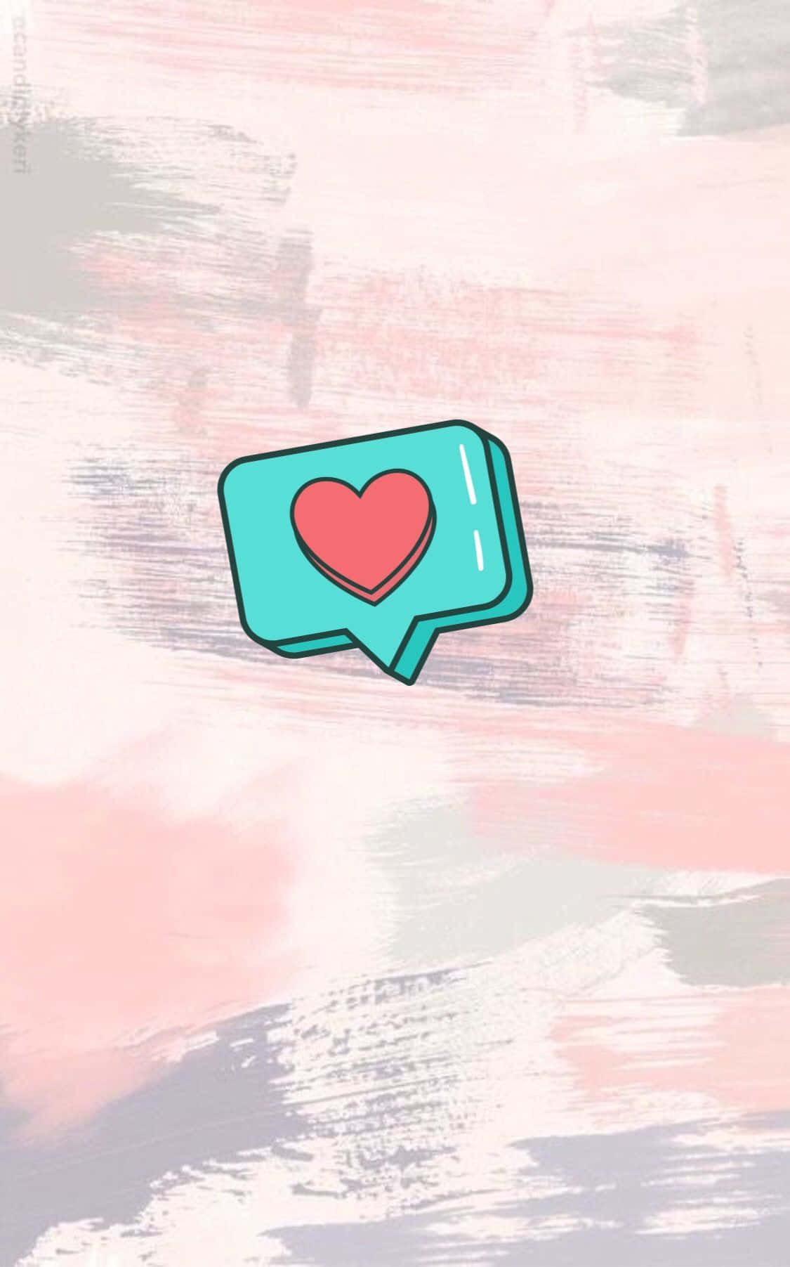 teal chat bubble, red heart, soft pink and gray watercolor background, HD Phone Wallpaper