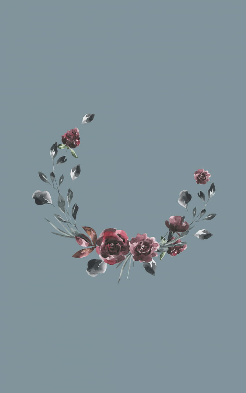 wreath, deep pink roses, gray leaves, HD Phone Wallpaper
