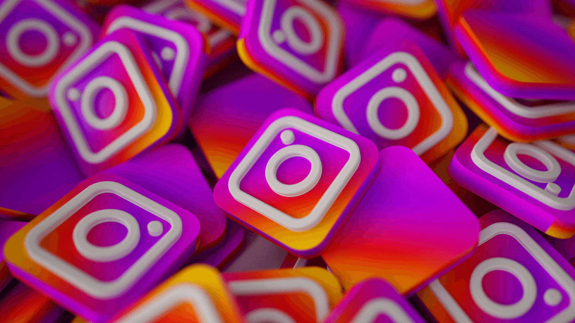 Instagram app icons, gradient purple orange and white, 3d-rendered, Full HD Desktop Wallpaper