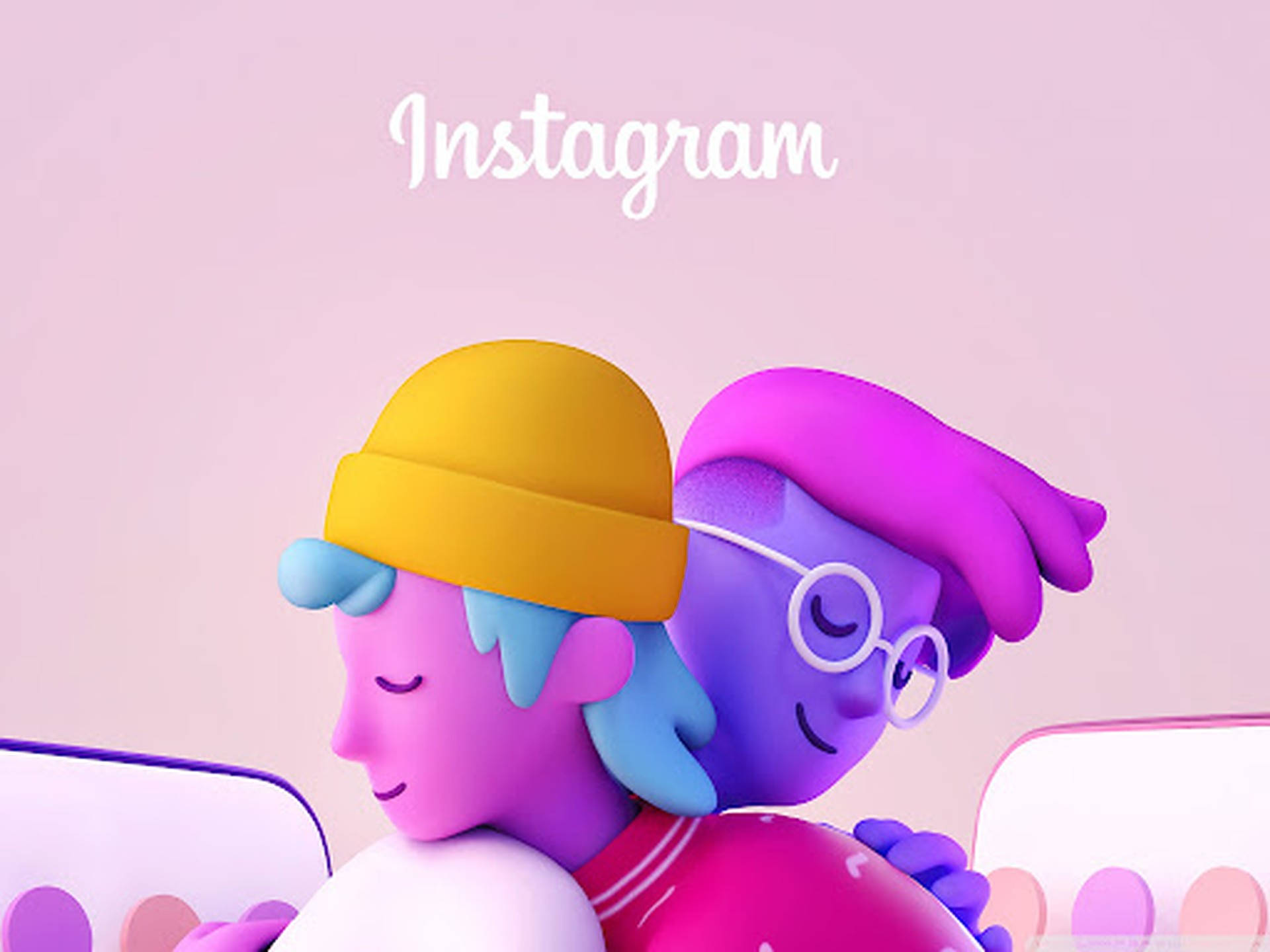 Instagram, pastel colors, soft pink background, Full HD Desktop Wallpaper
