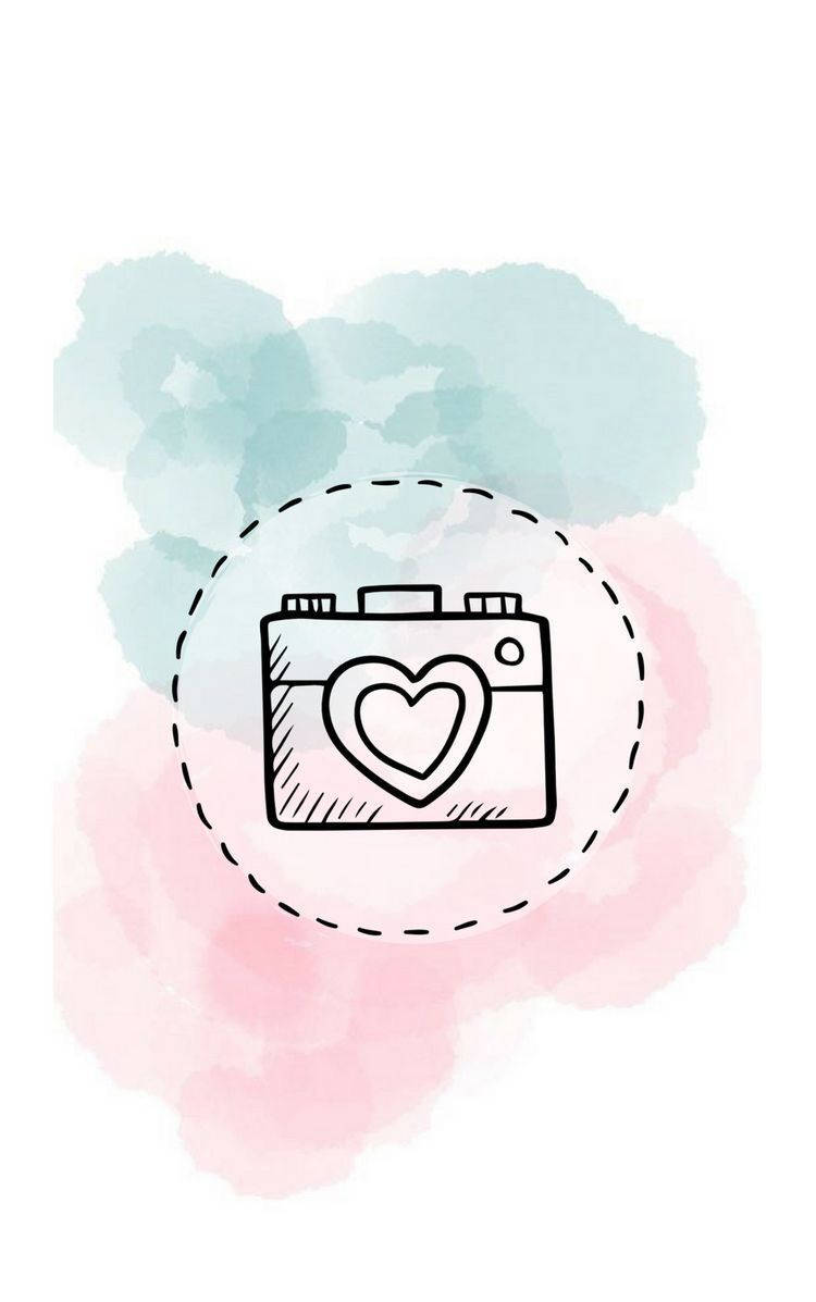 Instagram Story Camera Icon, heart, soft pink, SD Phone Wallpaper