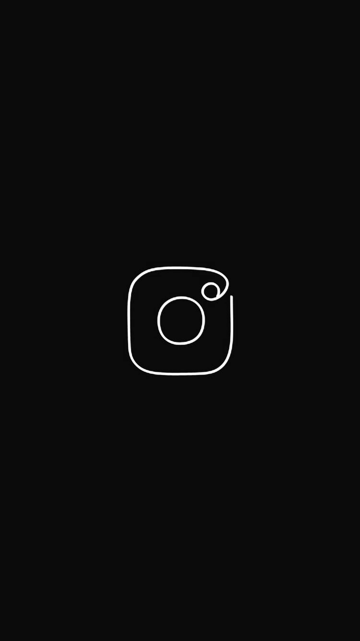 Instagram, black background, white line drawing, 2K Phone Wallpaper