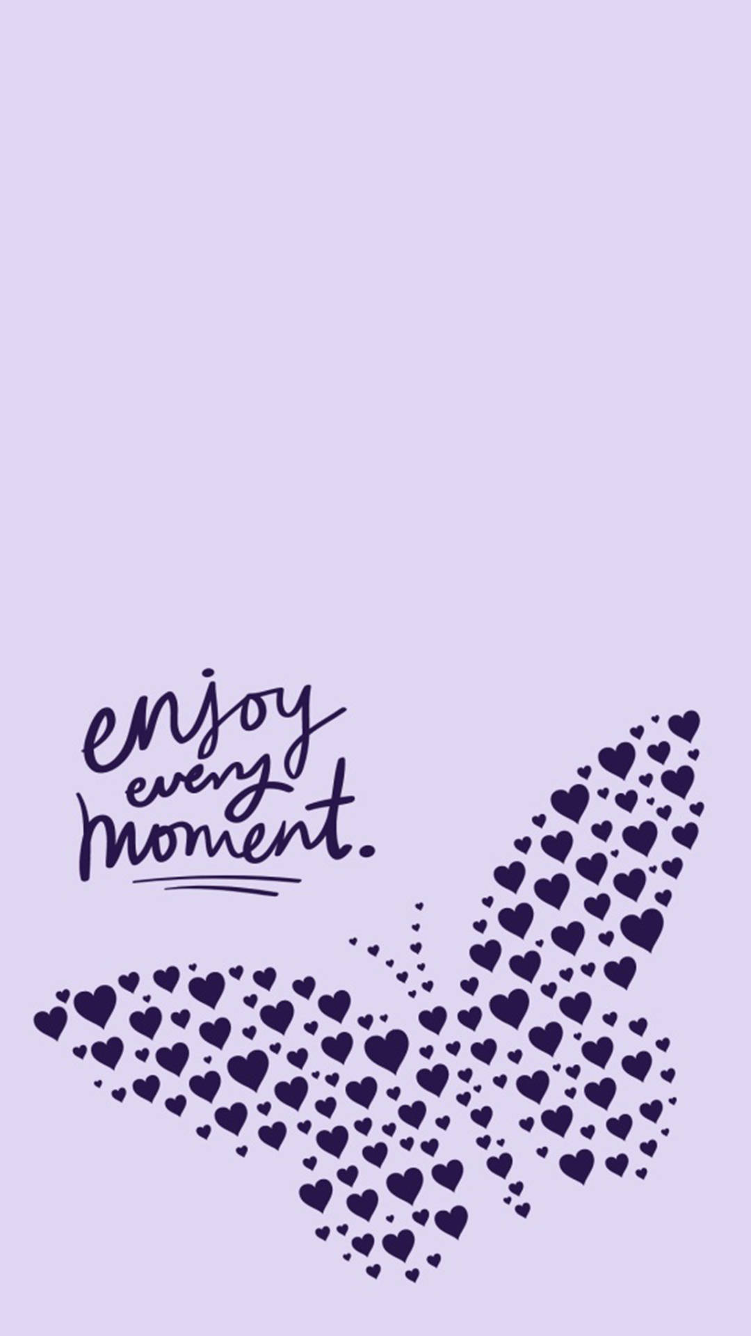 lavender background, dark purple butterfly, hearts, Full HD Phone Wallpaper