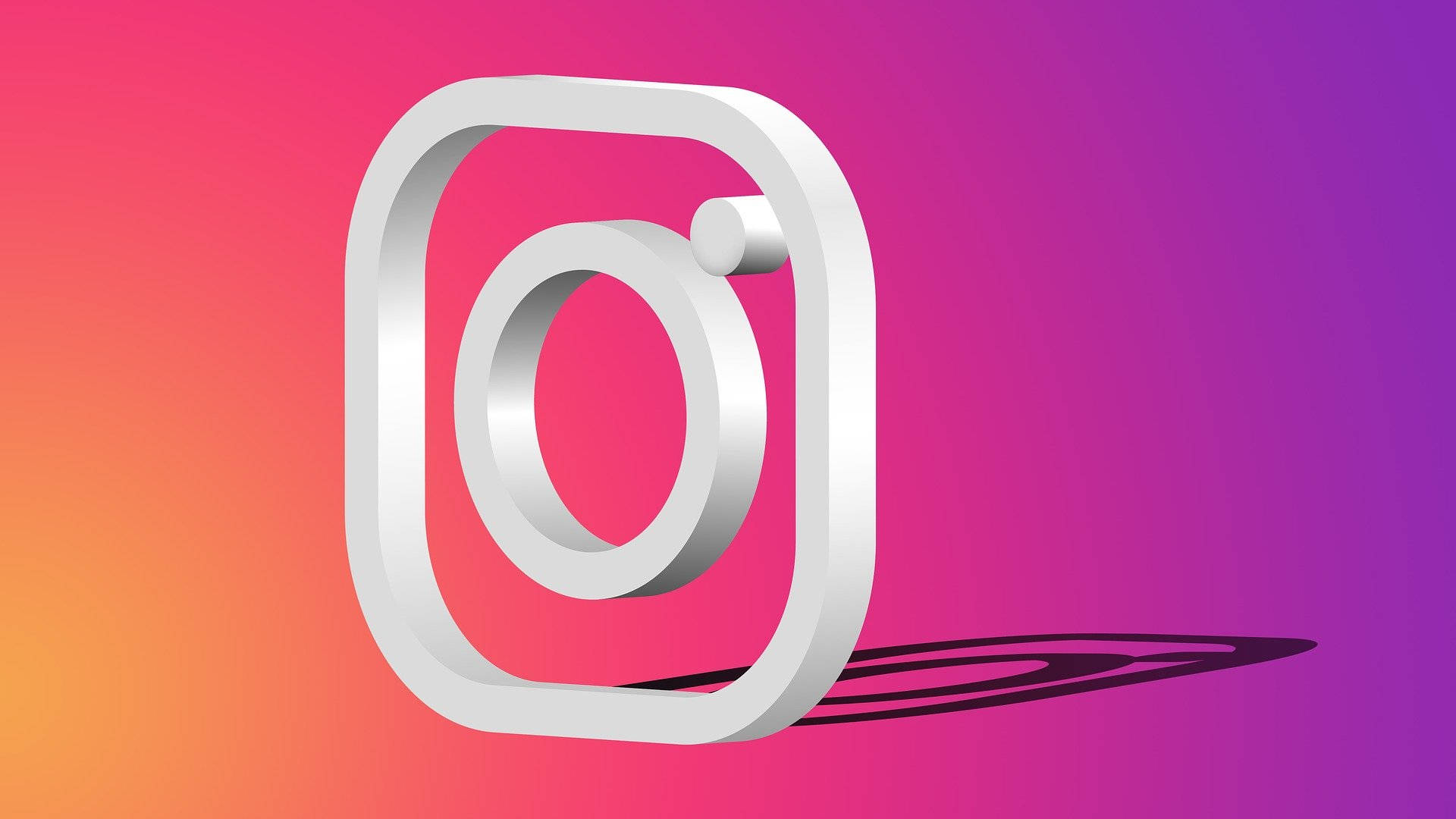 3D Art Instagram Logo, pink, orange, Full HD Desktop Wallpaper