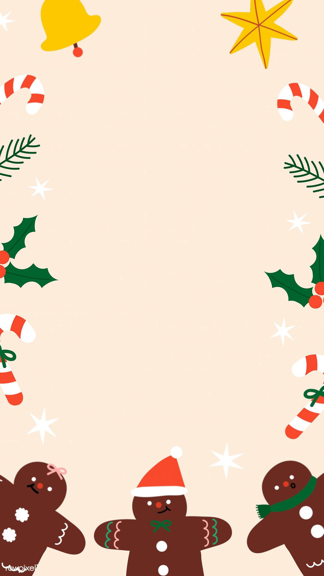 Instagram Story Christmas Template, gingerbread people, festive hats, Full HD Phone Wallpaper