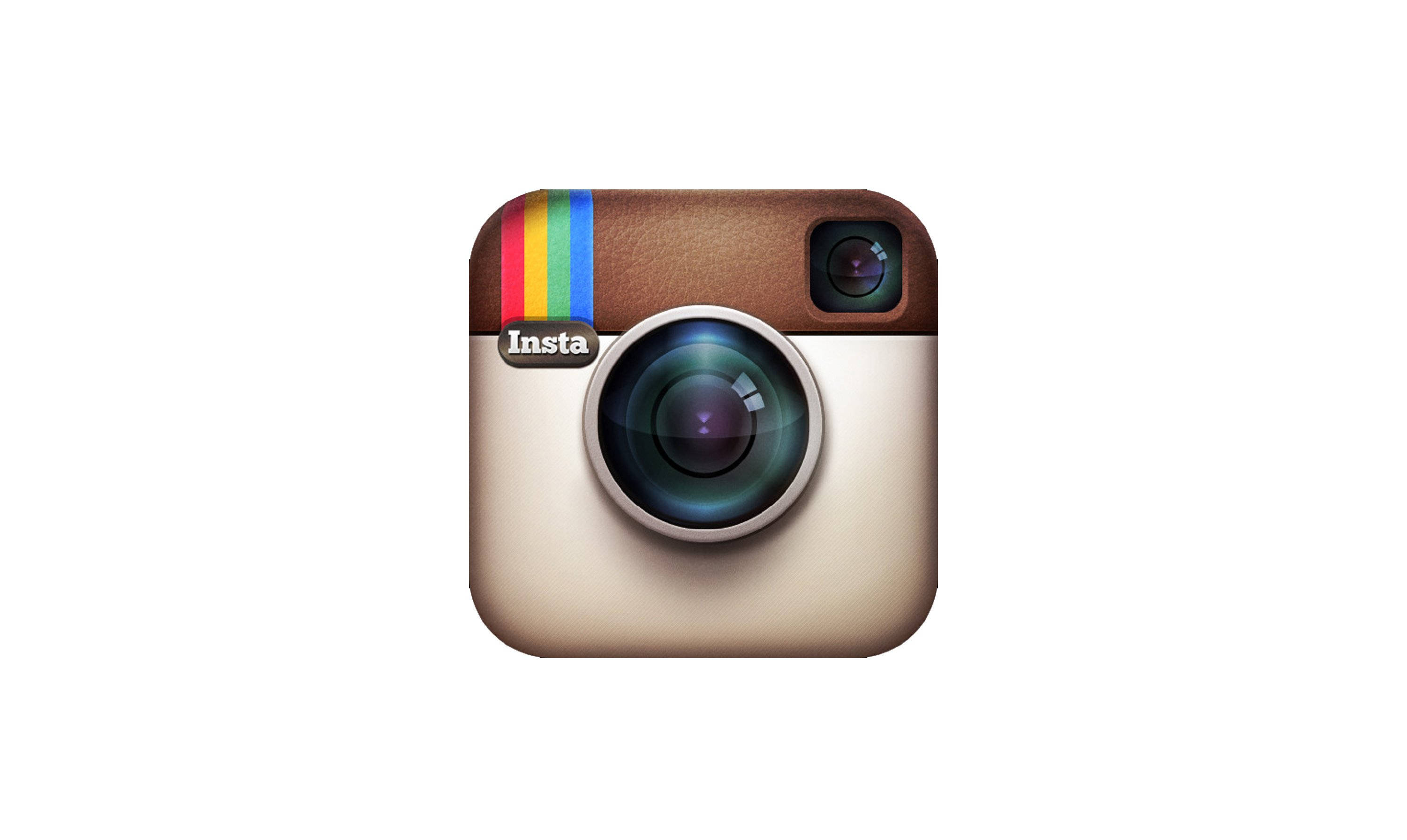 old instagram icon, vintage-style camera icon, rainbow stripe, 2K Desktop Wallpaper