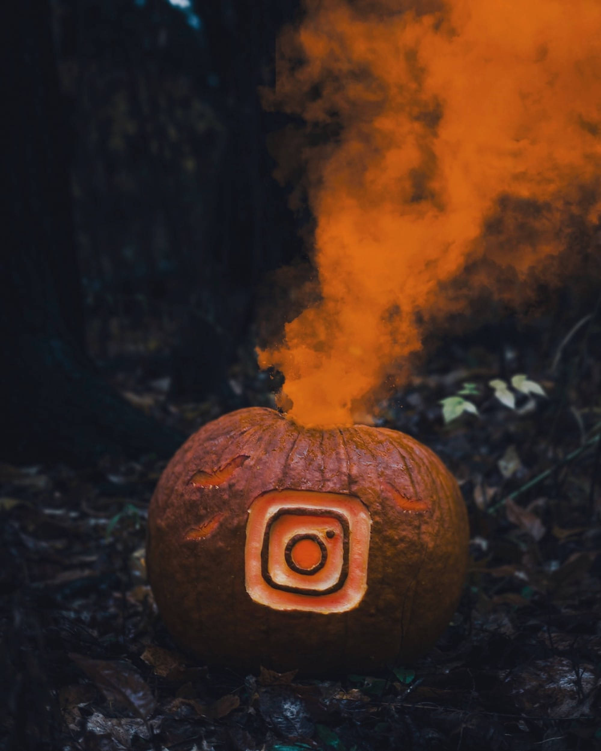 Instagram logo, pumpkin, vibrant orange smoke, Full HD Phone Wallpaper