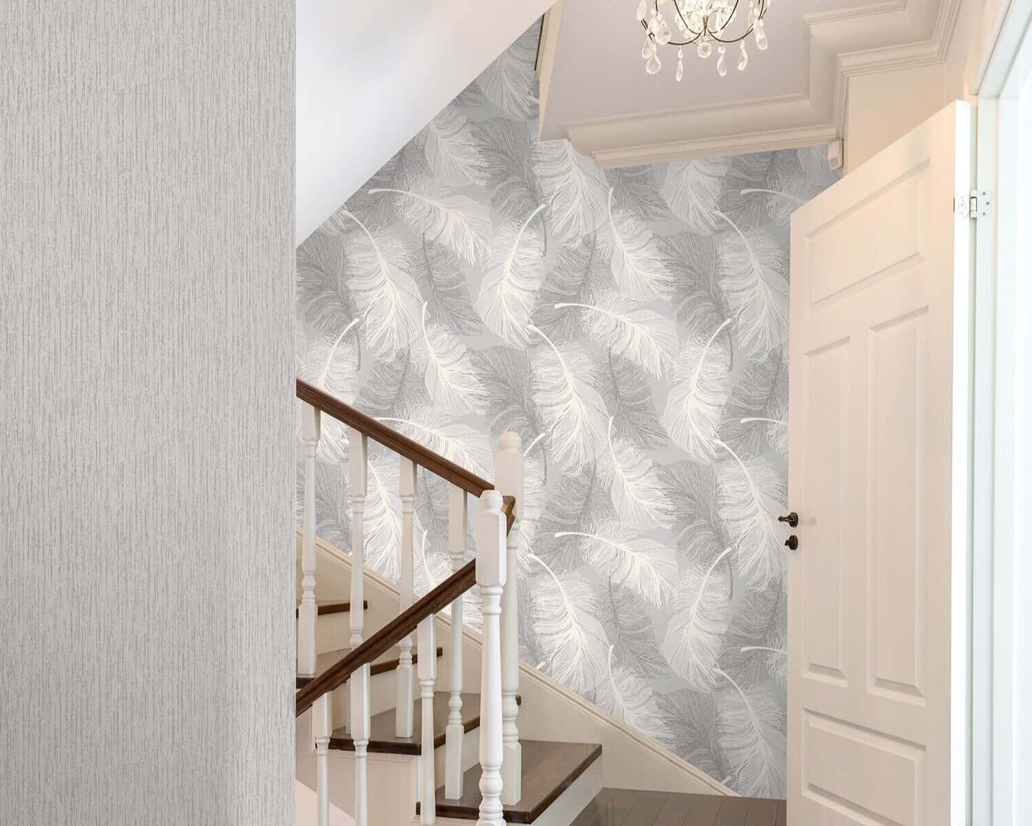 installation art, elegant staircase, white balusters, HD Desktop Wallpaper