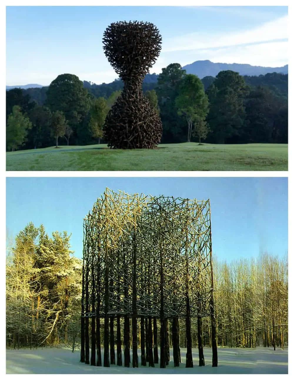 installation art, wooden sculptures, head, HD Phone Wallpaper
