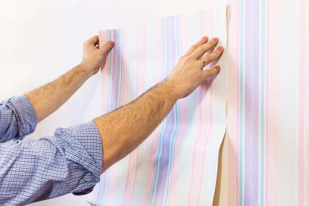 installation art, pastel striped wallpaper, plain white wall, SD Desktop Wallpaper