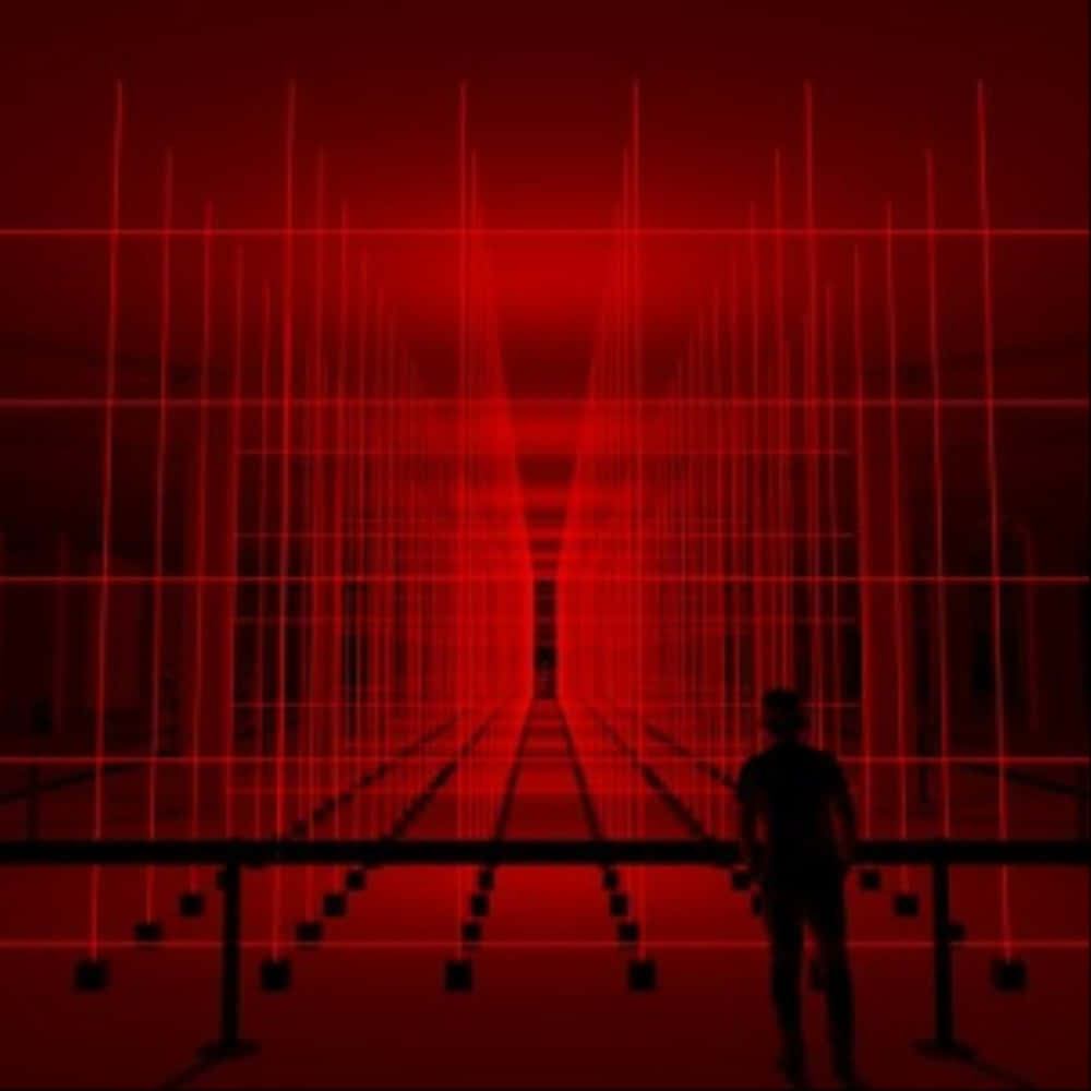 Installation Art, glowing red laser grid, futuristic, SD Desktop Wallpaper