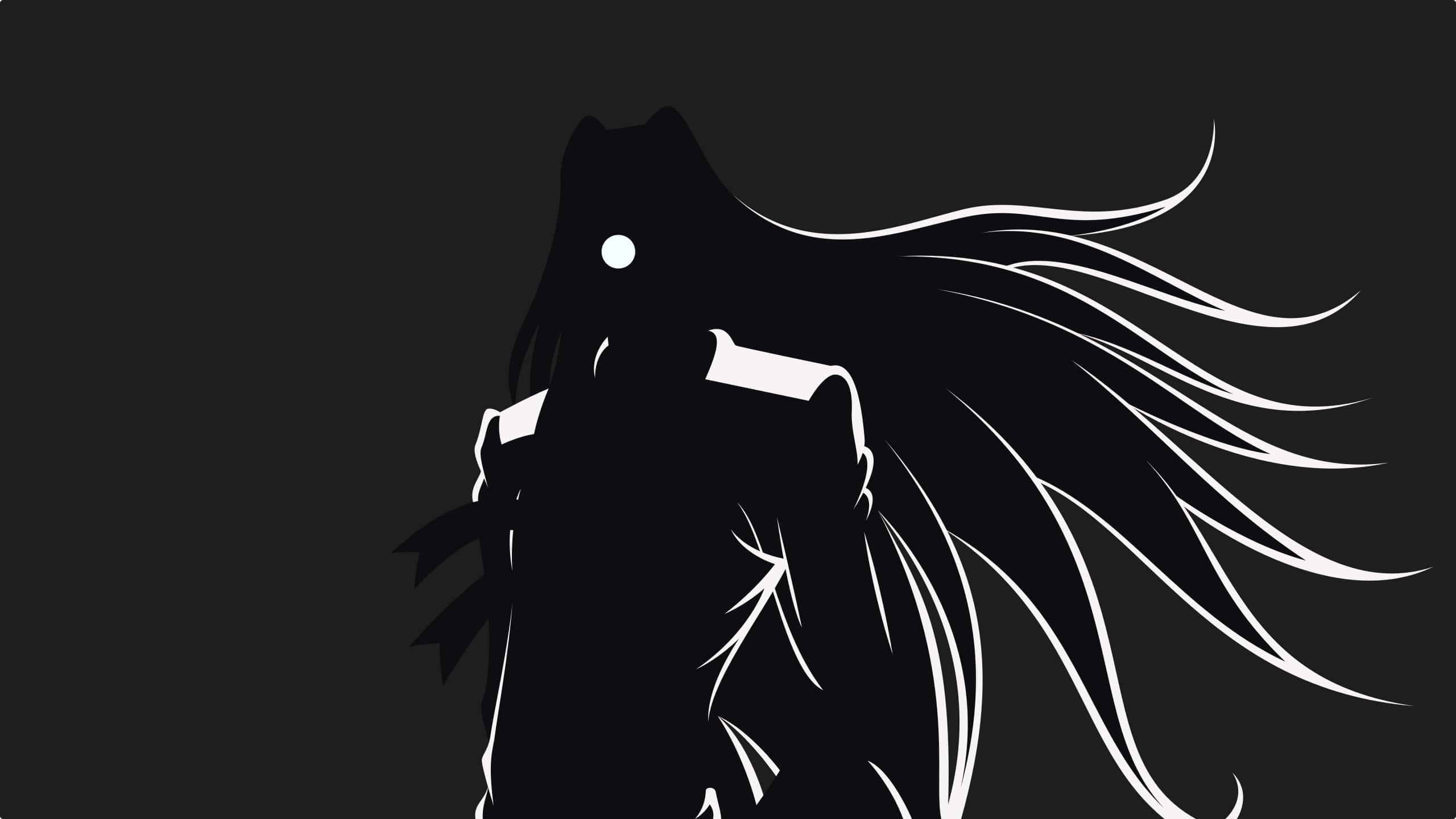 Integra Hellsing, anime girl silhouette, flowing white hair, 2K Desktop Wallpaper